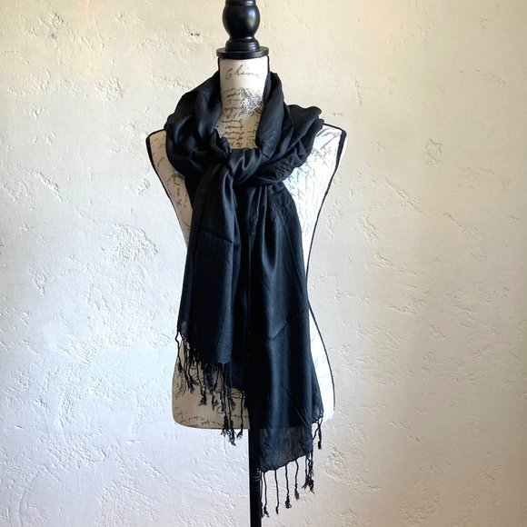 PASHMINA SCARVES Choose Blue, Black,, Fuchsia Fringe NEW - Picture 7 of 13